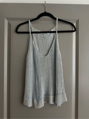 RACHEL ROY Light Blue Crochet Knit Tank Top